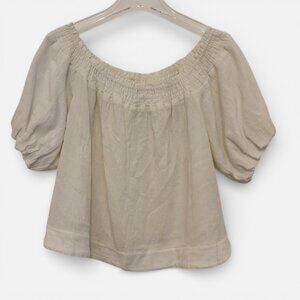 Claude Tulum White Off Shoulder 100%  Cotton Gauze Peasant Top Boho Cottagecore